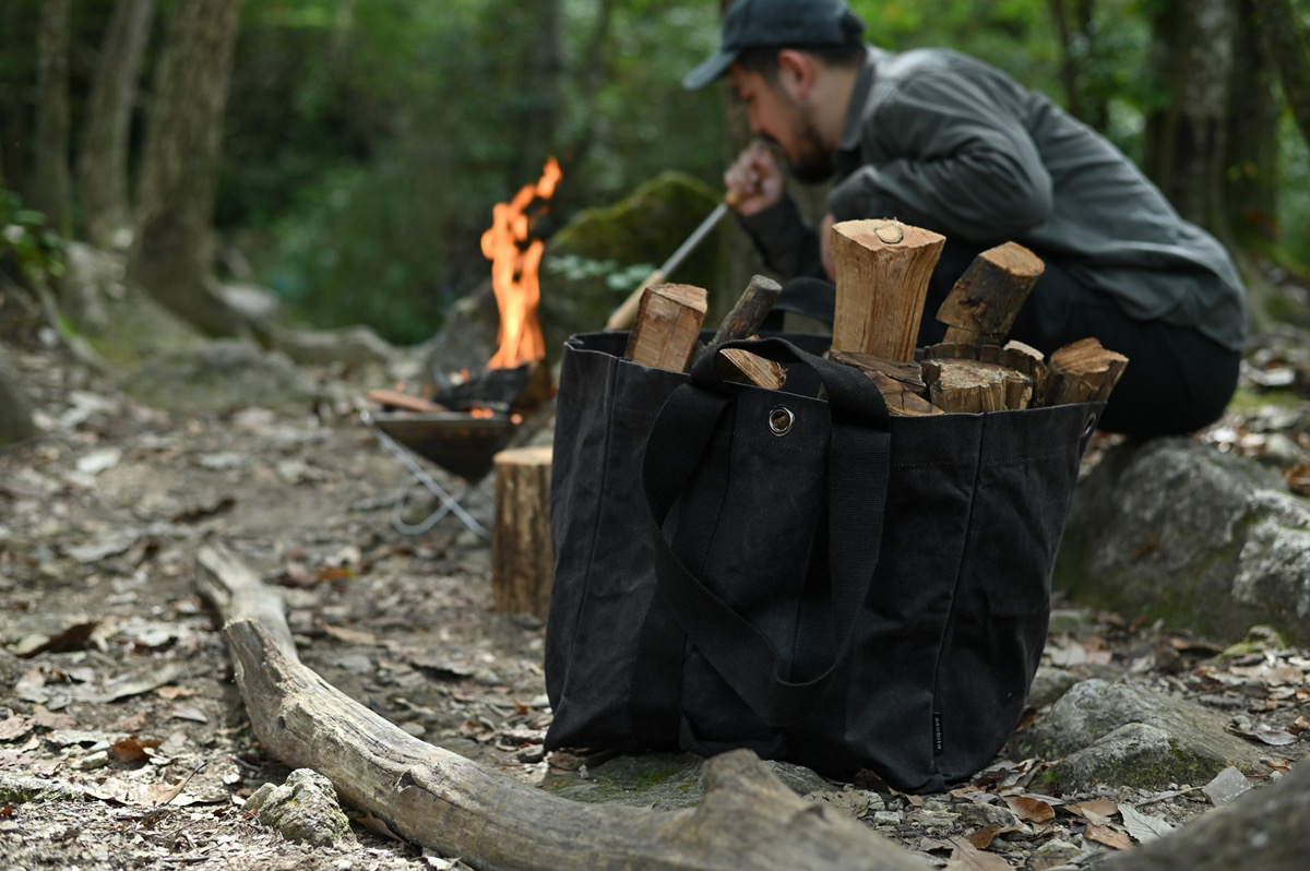 薪バッグ 薪ケース 防水 帆布 大容量収納 炭 焚き火台 薪
