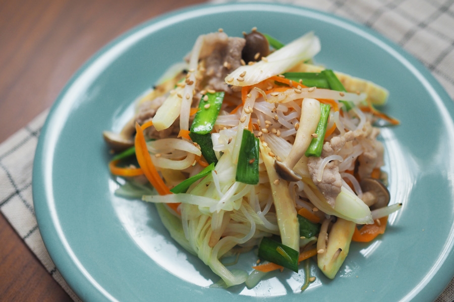 たっぷり野菜としらたきの塩チャプチェ